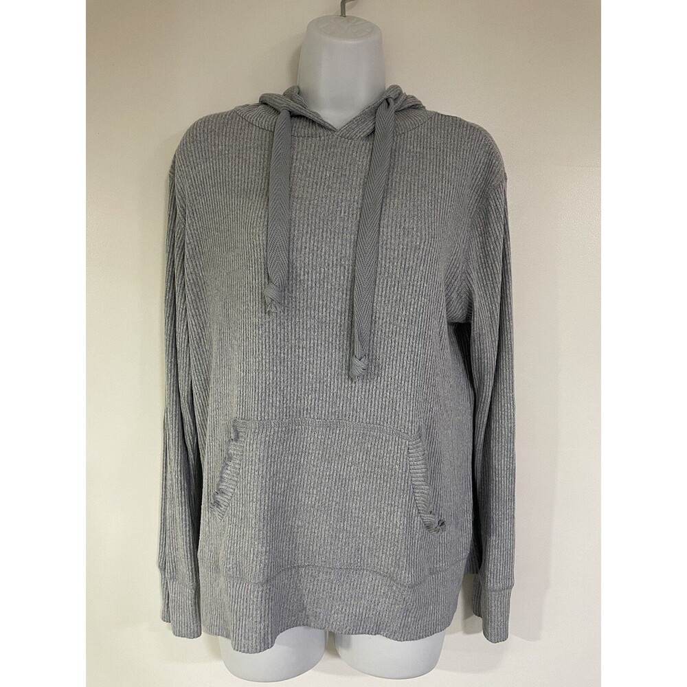 Ocean Drive Ribbed Terry Cotton Hoodie Size S Gray Color B4